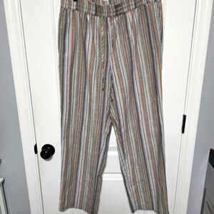 Ashley Stewart Linen Blend Striped Pants 14